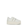 Valentino Garavani Λευκά Δερμάτινα Sneakers Πλατφόρμας από Δέρμα Μόσχου