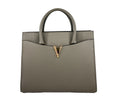 Τσάντα Versace Virtus Large Leather Top Handle Satchel Tote Γκρι