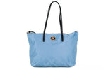 Versace Portuna Medusa Medium Cornflower Blue Nylon Leather Tote Bag Purse