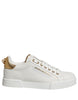Dolce & Gabbana White Gold Embellished Low Top Sneakers Shoes