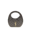Τσάντα ώμου Saint Laurent Baby Icare γκρι καπιτονέ δέρμα Hobo