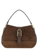Furla Flow M Brown Suede and Calfskin Handbag