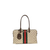 Gucci Horsebit Web Μεγάλη Μπεζ Τσάντα Top-Handle από Καμβά GG
