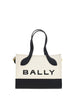 Μίνι Τσάντα Χειρός Bally από Λευκό και Μαύρο Δέρμα