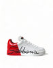 Dolce & Gabbana Γυναικεία Χαμηλά Sneakers με Κορδόνια σε Λευκό Κόκκινο Δαντέλα