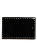 Dolce & Gabbana Μαύρο Δερμάτινο Τσαντάκι Βραδινό Clutch με Καρφιά και Χρυσό Πλαίσιο