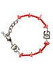 Dolce & Gabbana Silver Tone Brass Beaded Resin DG Logo Chain Bracelet