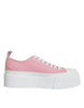Dolce & Gabbana Ροζ Λευκό Καμβάς Λογότυπο Χαμηλά Sneakers Παπούτσια