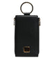 Dolce & Gabbana Black Leather Logo Plaque Neck Strap Card Coin Wallet