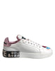 Dolce & Gabbana Λευκά Παπούτσια Sneakers Χαμηλά με Παγιέτες και Κρύσταλλα