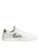 Dolce & Gabbana Λευκά Δερμάτινα Sneakers Παπούτσια με Καρδιές