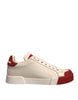 Dolce & Gabbana Παπούτσια Λευκά Δερμάτινα Sneakers Portofino με Λογότυπο