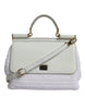 Dolce & Gabbana White Leather Raffia Crossbody Bag Gold Hardware