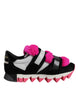 Dolce & Gabbana Μαύρα Ροζ Γούνινα Παπούτσια Sneakers με Στολίδια