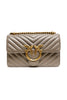 PINKO Γκρι Δερμάτινη Τσάντα Ώμου Love One Mini