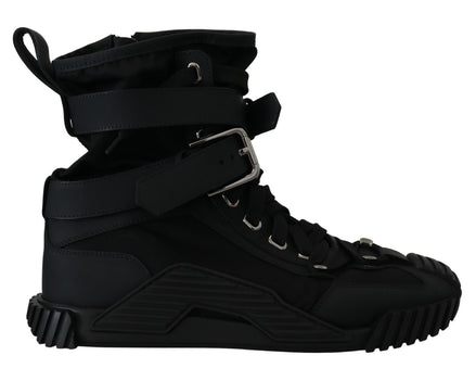 Dolce & Gabbana Sorrento Sneakers Νάιλον Μαύρα Ψηλά Παπούτσια