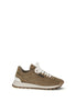 Brunello Cucinelli Beige Calf Leather Bos Taurus Platform Sneakers
