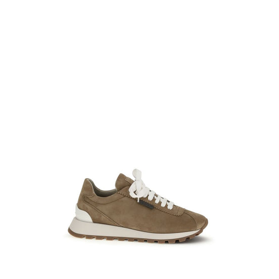 Brunello Cucinelli Μπεζ Sneakers με Πλατφόρμα από Δέρμα Μόσχου Bos Taurus