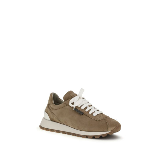 Brunello Cucinelli Μπεζ Sneakers με Πλατφόρμα από Δέρμα Μόσχου Bos Taurus