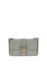 PINKO Gray Calf Leather Bos Taurus Shoulder Bag