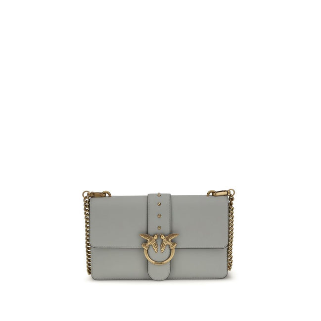 PINKO Gray Calf Leather Bos Taurus Shoulder Bag