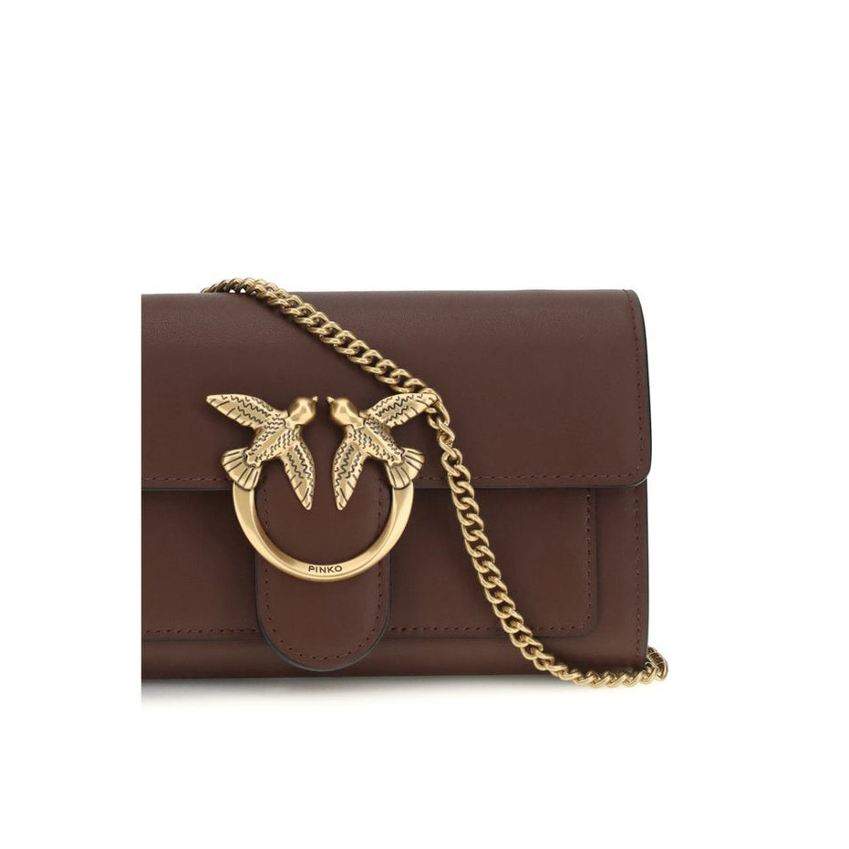 PINKO Brown Calf Leather Bos Taurus Wallet