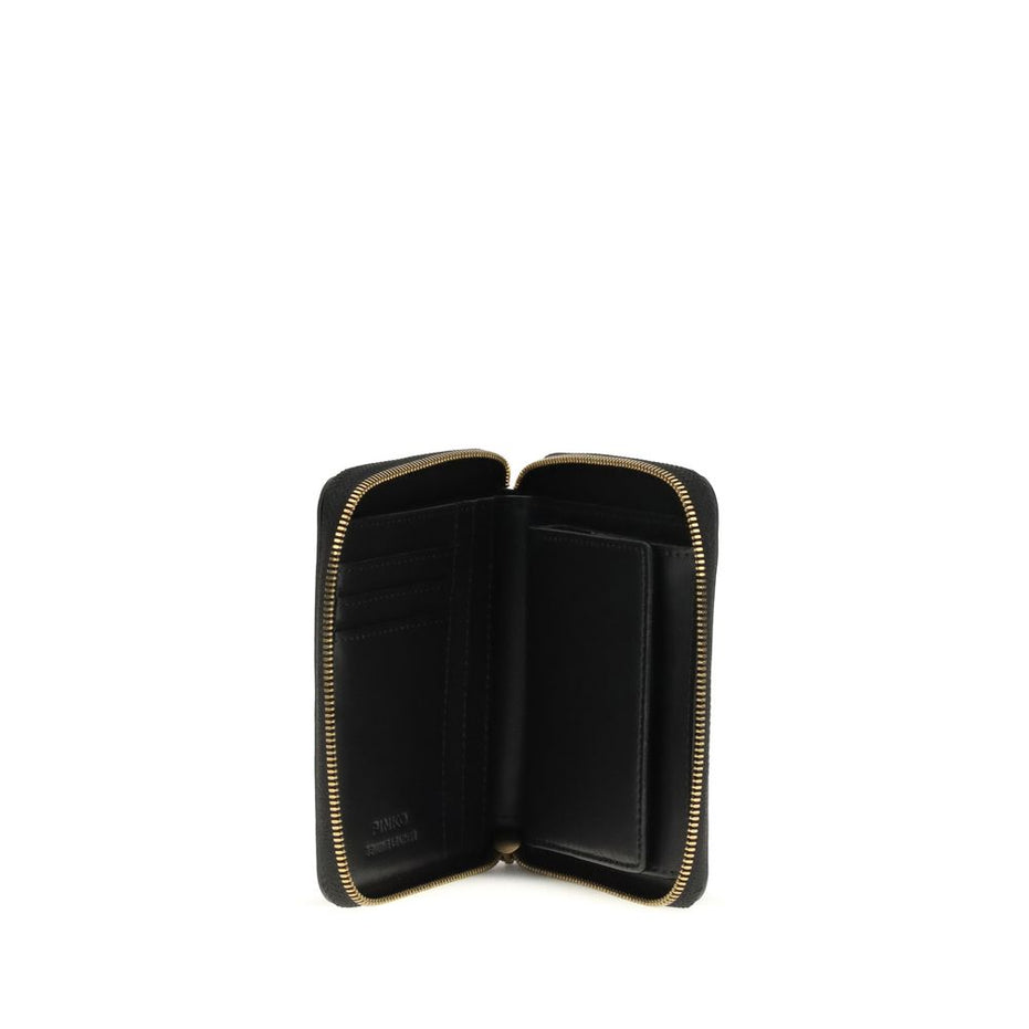 PINKO Black Calf Leather Bos Taurus Wallet