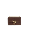 PINKO Brown Calf Leather Bos Taurus Shoulder Bag