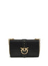 PINKO Black Calf Leather Bos Taurus Shoulder Bag