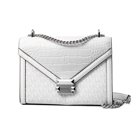 Michael Kors Λευκή Υφασμάτινη Τσάντα Χιαστί