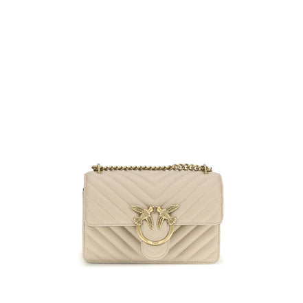 Pinko Mini Love Beige Leather Shoulder Bag
