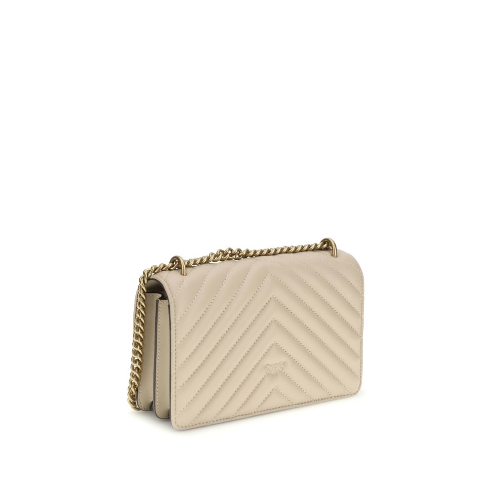 Pinko Mini Love Beige Leather Shoulder Bag