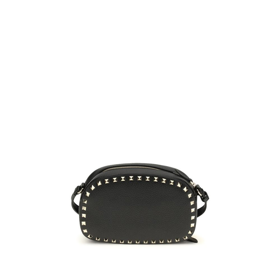 Valentino Garavani Black Calf Leather Bos Taurus Shoulder Bag