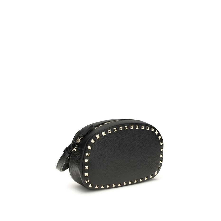 Valentino Garavani Black Calf Leather Bos Taurus Shoulder Bag