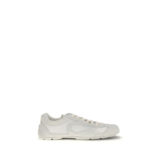Prada Λευκά Sneakers με Χαμηλή Κορυφή από Ύφασμα