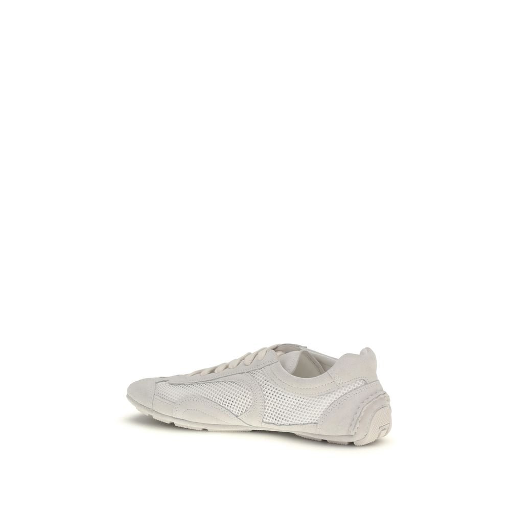 Prada Λευκά Sneakers με Χαμηλή Κορυφή από Ύφασμα
