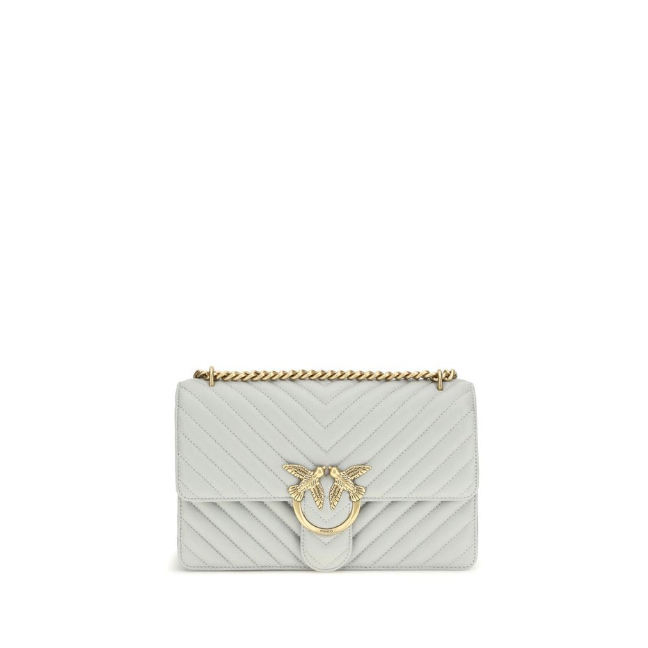 PINKO Gray Calf Leather Bos Taurus Shoulder Bag