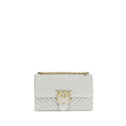 PINKO Gray Calf Leather Bos Taurus Shoulder Bag
