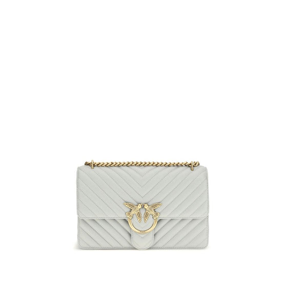 PINKO Gray Calf Leather Bos Taurus Shoulder Bag