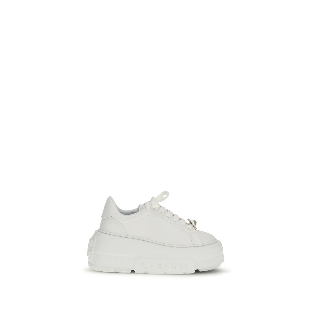 Λευκά Δερμάτινα Sneakers Πλατφόρμες Casadei από Δέρμα Μόσχου (Bos Taurus)