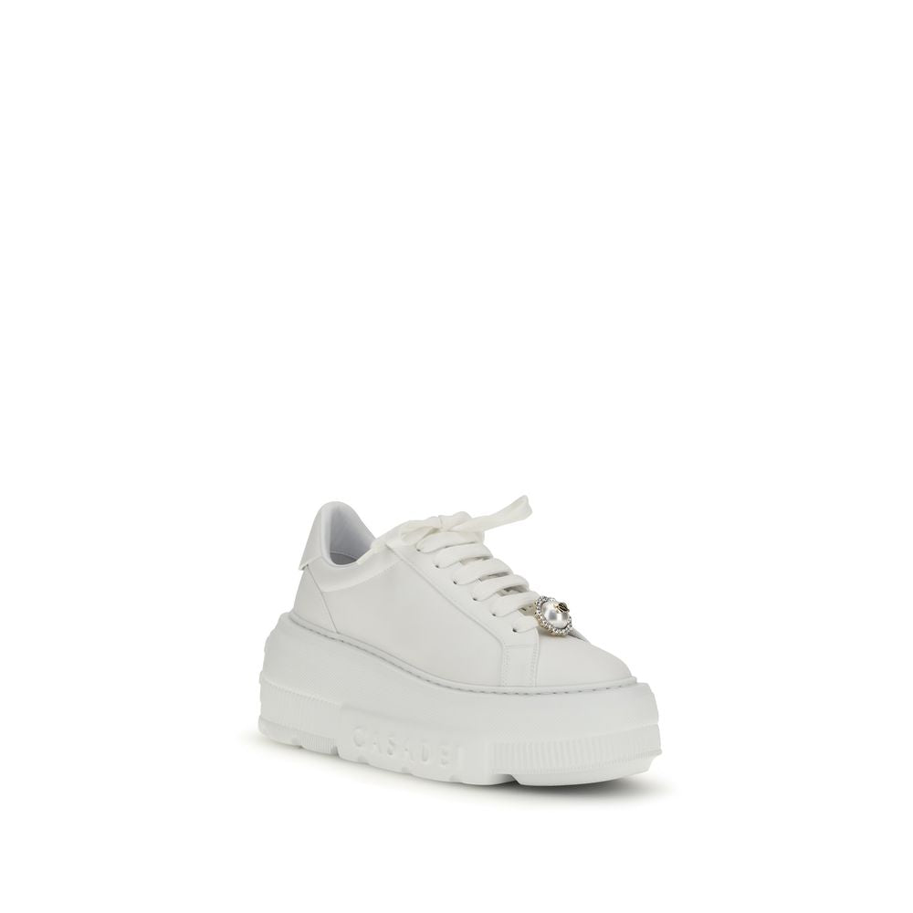 Λευκά Δερμάτινα Sneakers Πλατφόρμες Casadei από Δέρμα Μόσχου (Bos Taurus)