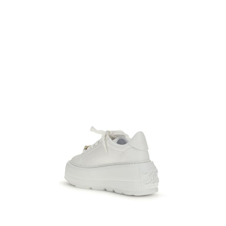 Casadei White Calf Leather Bos Taurus Platform Sneakers