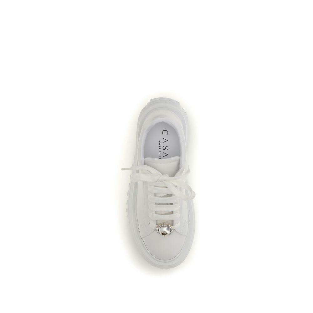 Λευκά Δερμάτινα Sneakers Πλατφόρμες Casadei από Δέρμα Μόσχου (Bos Taurus)