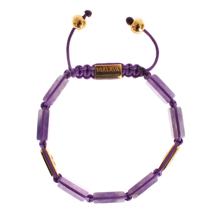Nialaya CZ Amethyst 18K Gold 925 Bracelet