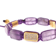 Nialaya CZ Amethyst 18K Gold 925 Bracelet