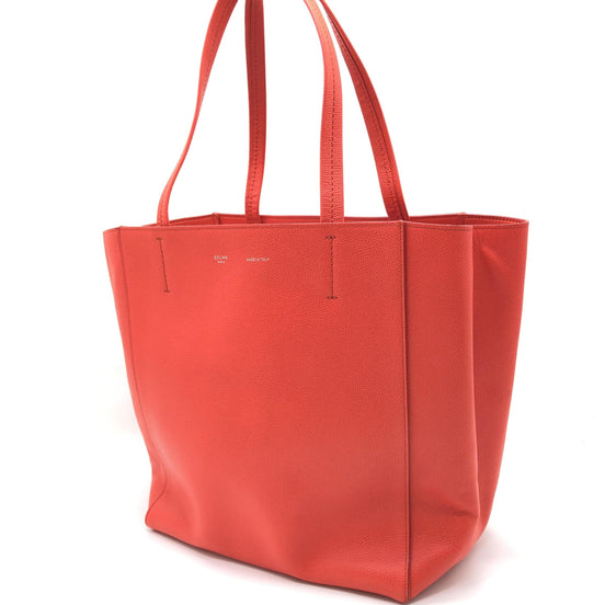 Τσάντα tote Celine Cabas Phantom από κόκκινο δέρμα με υφή