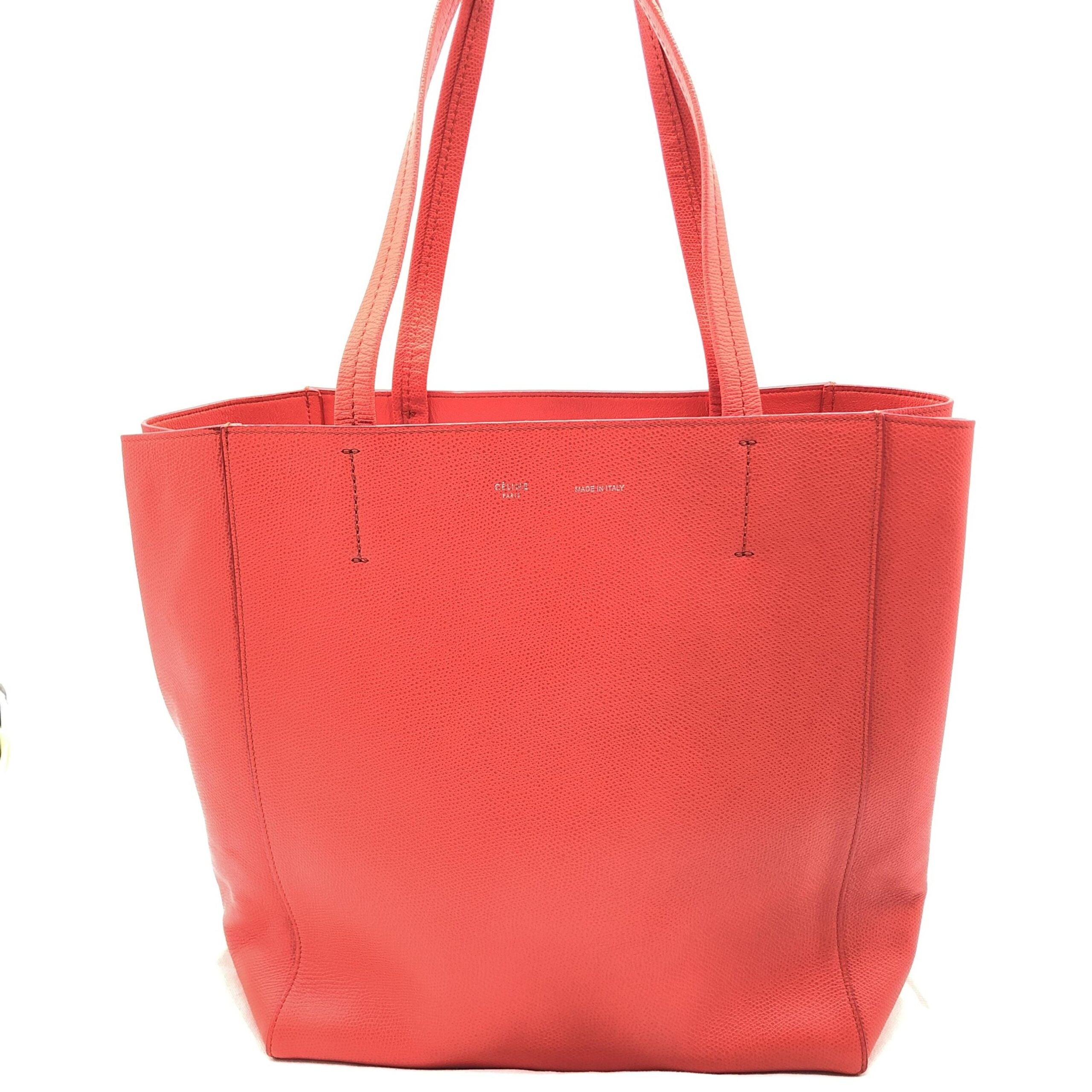 Τσάντα Tote Celine Cabas Phantom από Κόκκινο Φυσικό Δέρμα με Βότσαλο