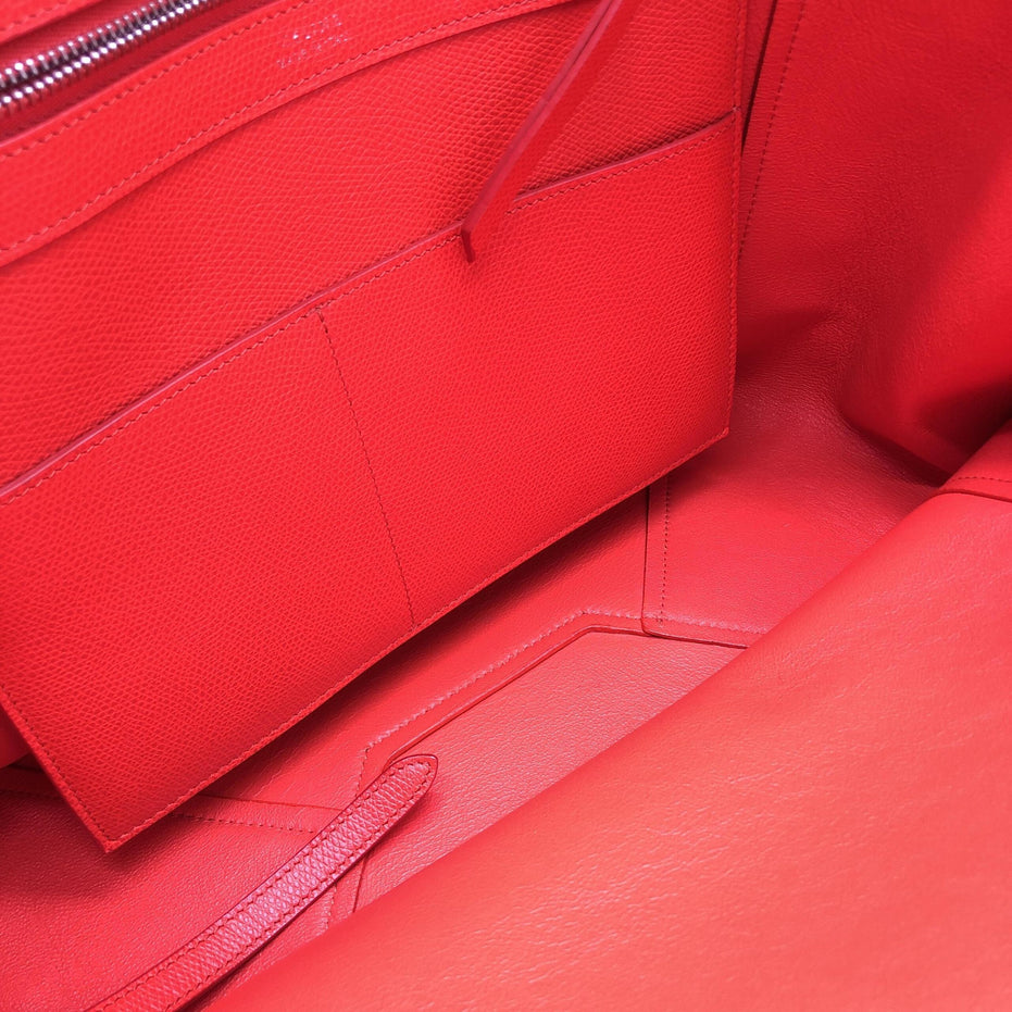 Τσάντα Tote Celine Cabas Phantom από Κόκκινο Φυσικό Δέρμα με Βότσαλο