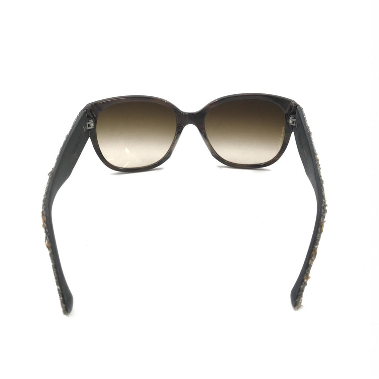 Chanel Brown Frame With Tweed Accents Sunglasses