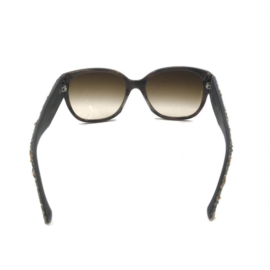 Chanel Brown Frame With Tweed Accents Sunglasses